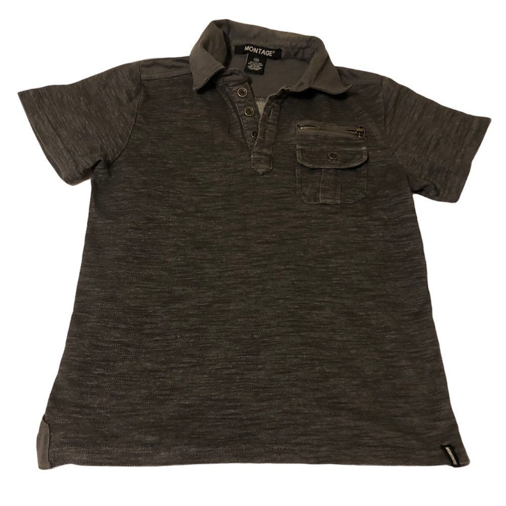 🔑5/$30 Montage Grey Collared Shirt Boys M